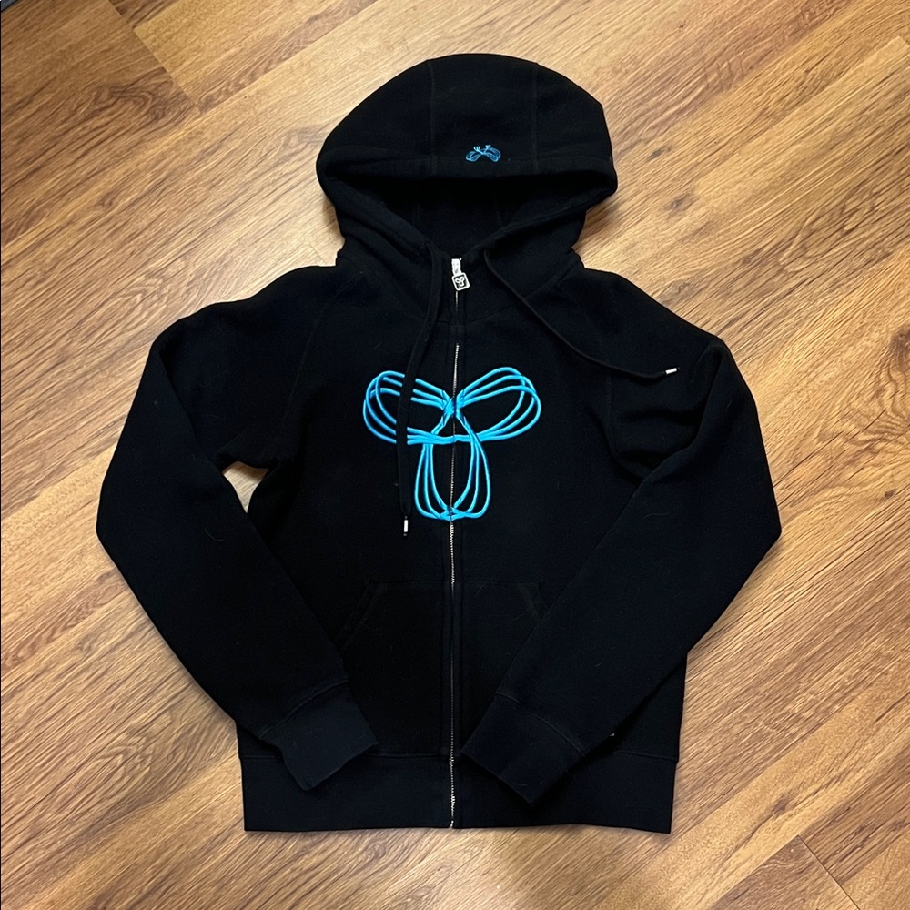TNA Black Hoodie with Vibrant Blue Design
